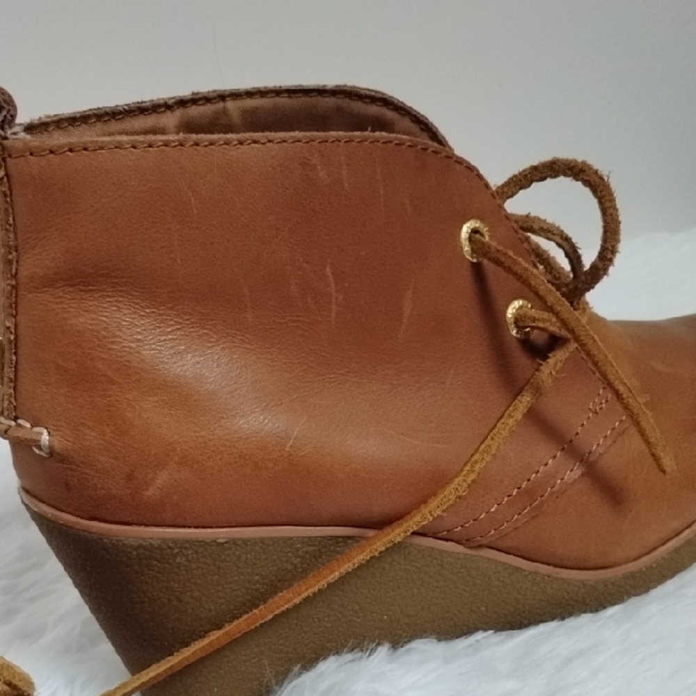 Sperry Top-Sider Comfy Neutral Normcore Preppy Everyday Wedge Lace Up Booties - Picture 14 of 16